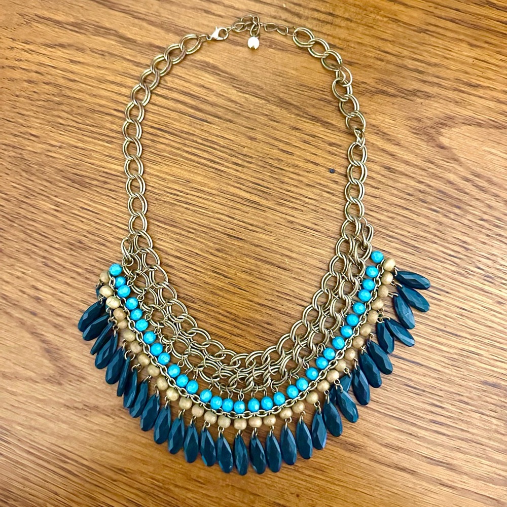 Maurice’s Layered Blue Black and Gold Statement Necklace